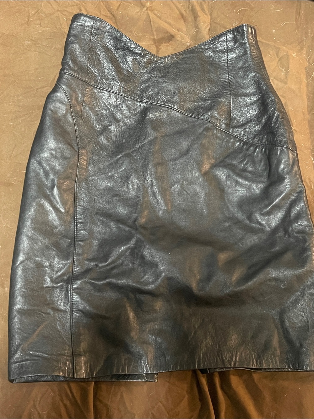 Forenza Black Faux Leather V-Waist Pencil Skirt
